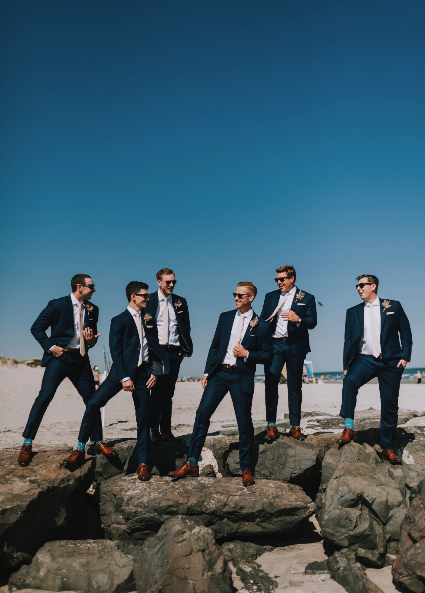Groomsmen in custom navy